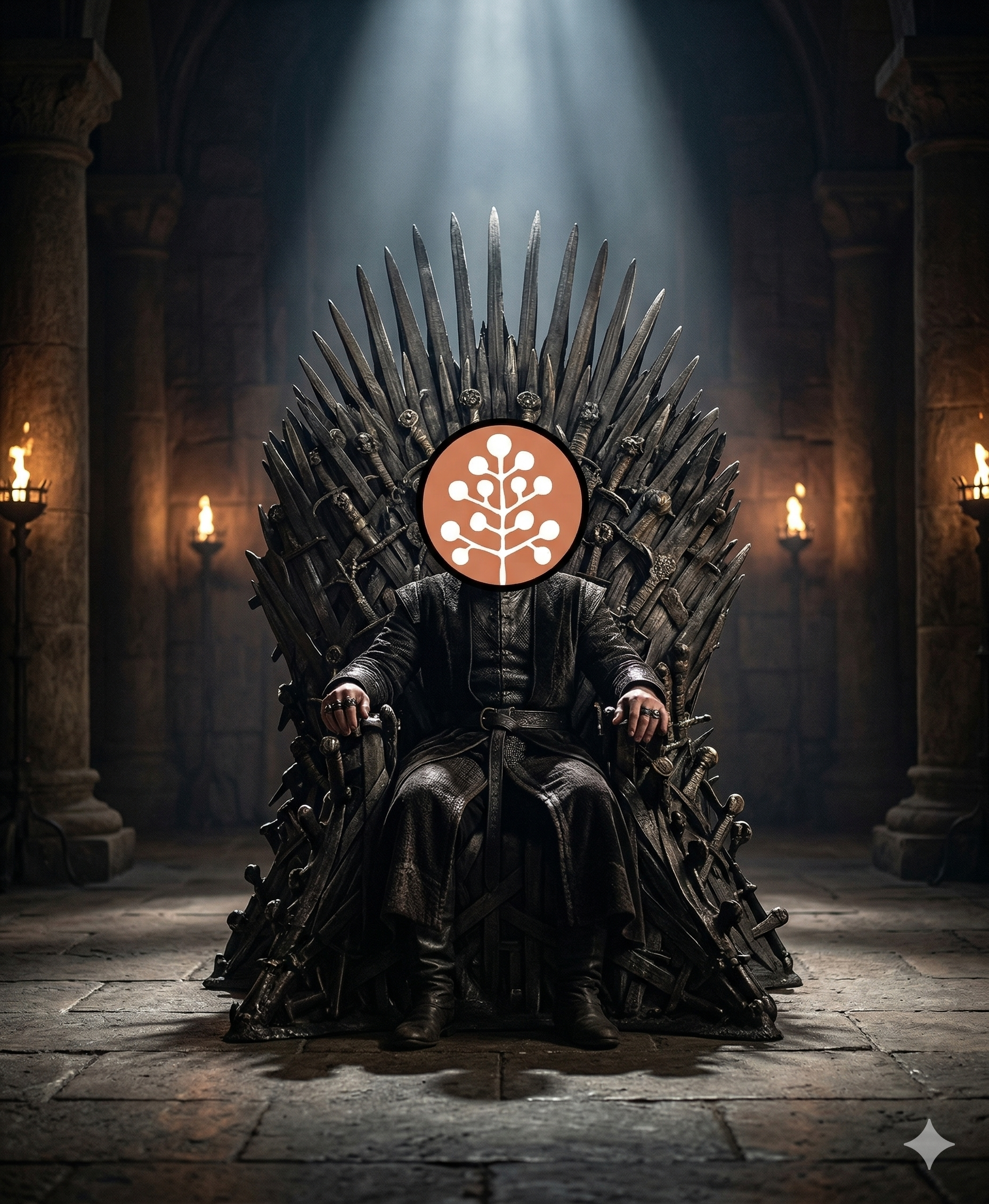 Claude logo sitting on the Iron Throne